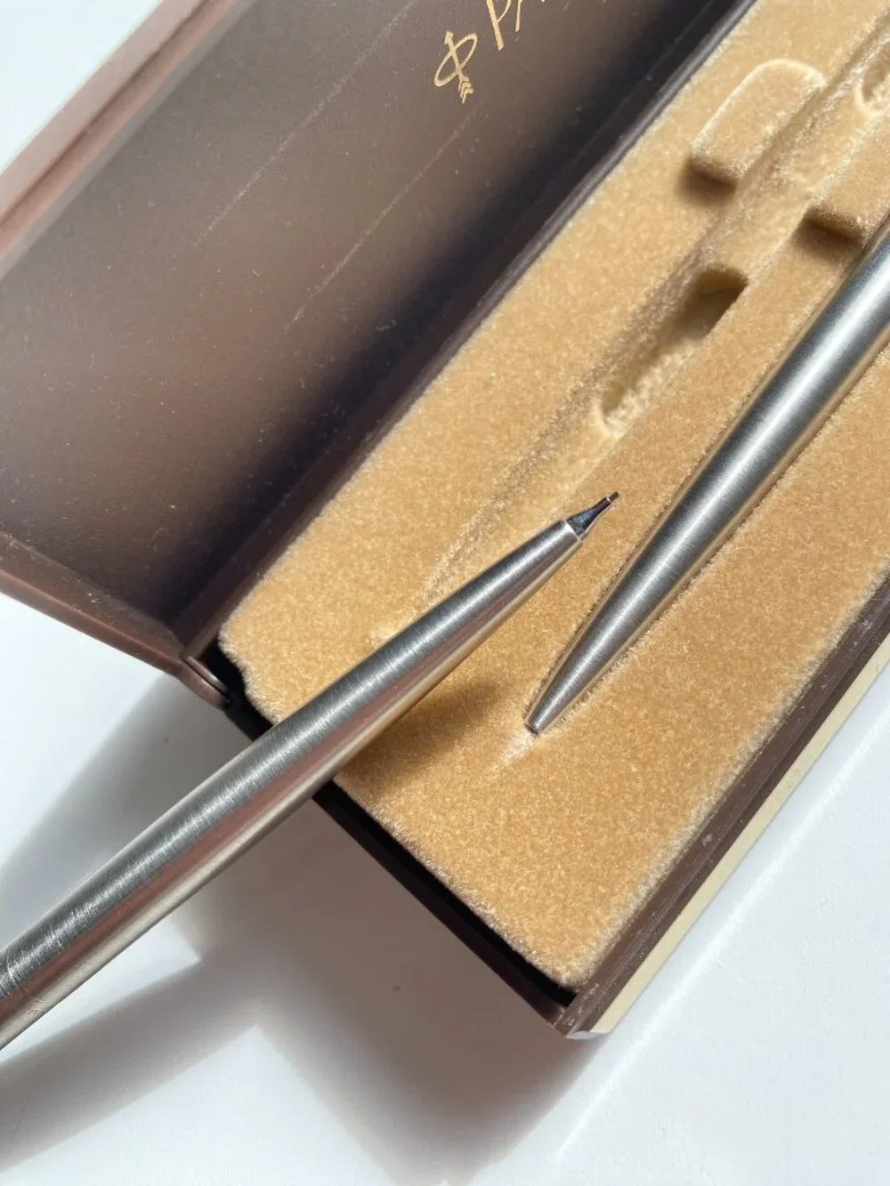 Parker 45 Flighter Stainless Steel Ball Pen and Mechanical Pencil Set